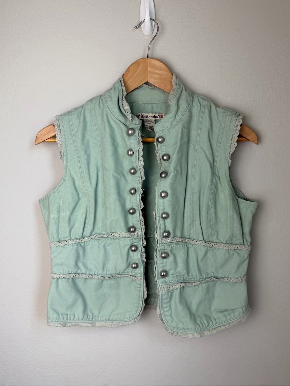 Y2K Mint Sleeveless Button-Front Vest